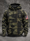 Men's American Flag Cross Camouflage Printn Hoodie